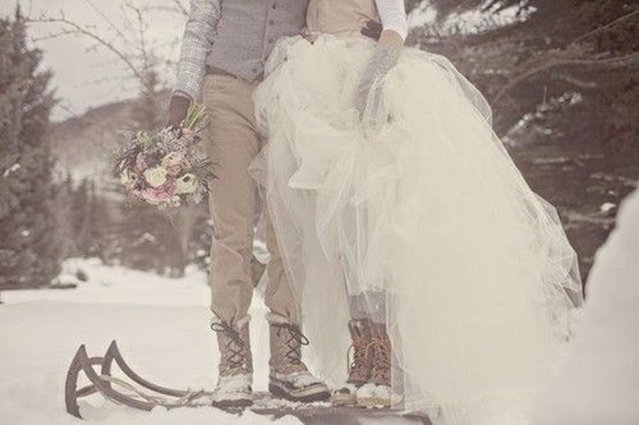 Enriquece tu vestido de novia en la nieve